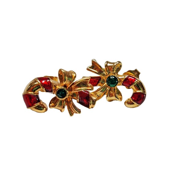 Vintage Avon Gold Tone Candy Cane Gold Bow Stud Earrings - Picture 1 of 3